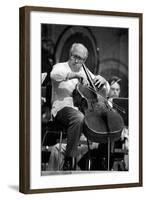 Slava Rostropovich Playing the Cello on a Stage-null-Framed Photographic Print