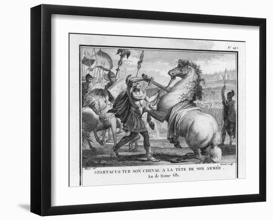 Slave Revolt Spartacus as a Symbol of His Determination Kills His Own Horse Before the Final Battle-Augustyn Mirys-Framed Art Print