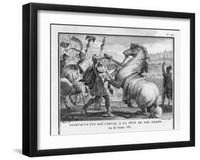 Slave Revolt Spartacus as a Symbol of His Determination Kills His Own Horse Before the Final Battle-Augustyn Mirys-Framed Art Print