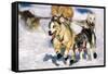 Sled Dogs Racing Through Snow-Paul Souders-Framed Stretched Canvas