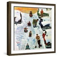 "Sledding and Digging Out," January 28, 1961-Earl Mayan-Framed Giclee Print