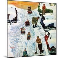 "Sledding and Digging Out," January 28, 1961-Earl Mayan-Mounted Giclee Print