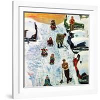 "Sledding and Digging Out," January 28, 1961-Earl Mayan-Framed Giclee Print