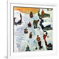 "Sledding and Digging Out," January 28, 1961-Earl Mayan-Framed Giclee Print