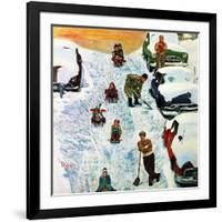 "Sledding and Digging Out," January 28, 1961-Earl Mayan-Framed Giclee Print