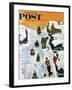 "Sledding and Digging Out," Saturday Evening Post Cover, January 28, 1961-Earl Mayan-Framed Giclee Print