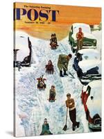 "Sledding and Digging Out," Saturday Evening Post Cover, January 28, 1961-Earl Mayan-Stretched Canvas