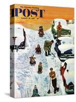 "Sledding and Digging Out," Saturday Evening Post Cover, January 28, 1961-Earl Mayan-Stretched Canvas