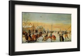 Sledding and Ice Skating-Hendrick Avercamp-Framed Art Print