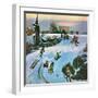 "Sledding by Sunset," December 18, 1948-John Falter-Framed Giclee Print