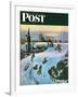 "Sledding by Sunset," Saturday Evening Post Cover, December 18, 1948-John Falter-Framed Giclee Print