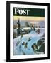 "Sledding by Sunset," Saturday Evening Post Cover, December 18, 1948-John Falter-Framed Giclee Print