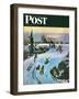 "Sledding by Sunset," Saturday Evening Post Cover, December 18, 1948-John Falter-Framed Giclee Print