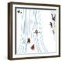 "Sledding Designs in the Snow," February 3, 1962-John Falter-Framed Giclee Print