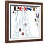 "Sledding Designs in the Snow," Saturday Evening Post Cover, February 3, 1962-John Falter-Framed Giclee Print