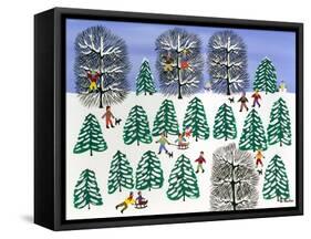 Sledding in the Pines-Gordon Barker-Framed Stretched Canvas