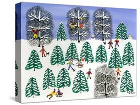 Sledding in the Pines-Gordon Barker-Stretched Canvas