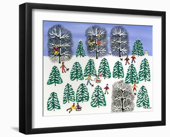 Sledding in the Pines-Gordon Barker-Framed Giclee Print