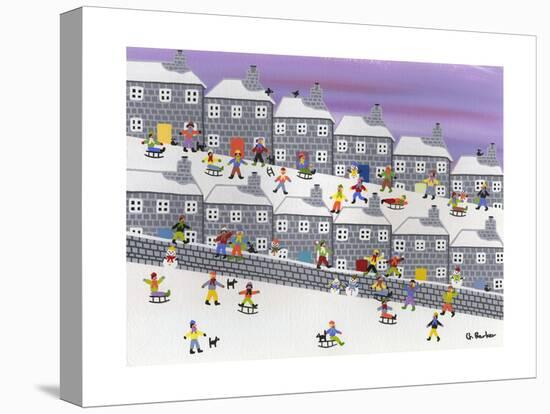 Sledding in the Streets-Gordon Barker-Stretched Canvas