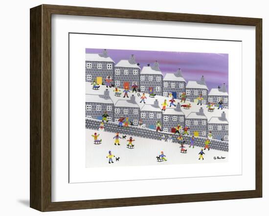 Sledding in the Streets-Gordon Barker-Framed Giclee Print