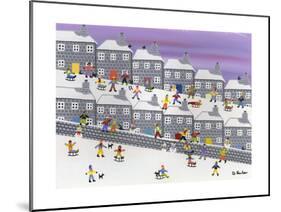 Sledding in the Streets-Gordon Barker-Mounted Giclee Print