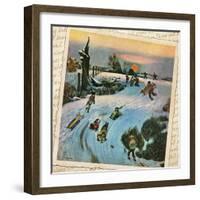 Sledding Montage 1-null-Framed Giclee Print