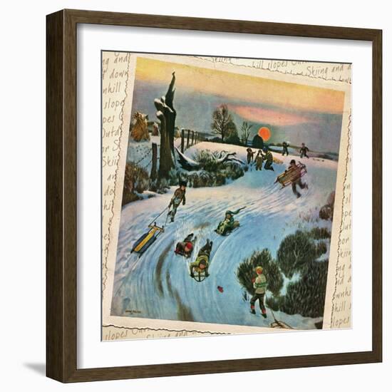 Sledding Montage 1-null-Framed Giclee Print