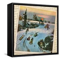 Sledding Montage 1-null-Framed Stretched Canvas