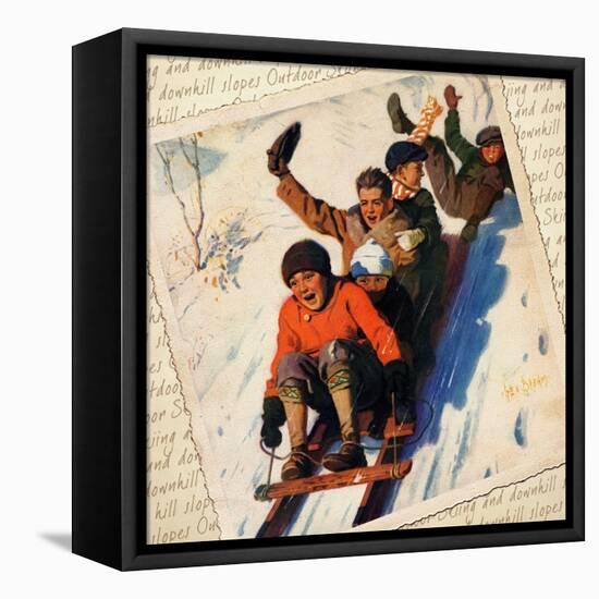 Sledding Montage 2-null-Framed Stretched Canvas