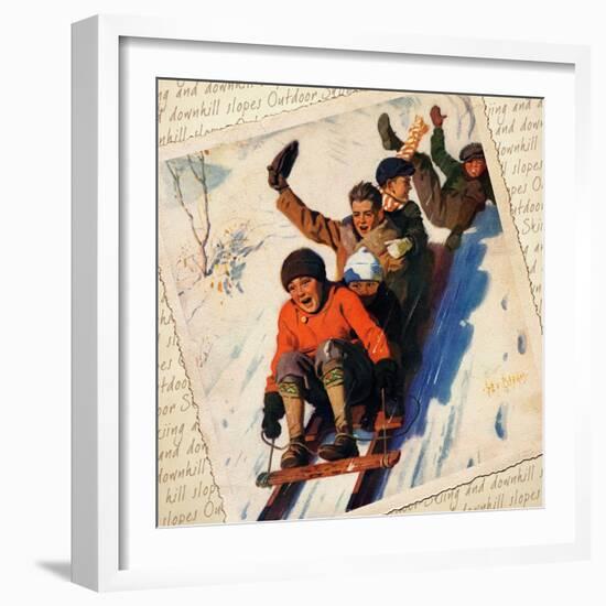 Sledding Montage 2-null-Framed Giclee Print