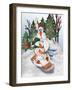 Sledding Snowmen-Elizabeth Medley-Framed Art Print