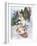 Sledding Snowmen-Elizabeth Medley-Framed Art Print