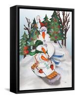 Sledding Snowmen-Elizabeth Medley-Framed Stretched Canvas