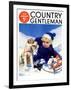 "Sledding Wipeout," Country Gentleman Cover, January 1, 1938-Tom Webb-Framed Giclee Print