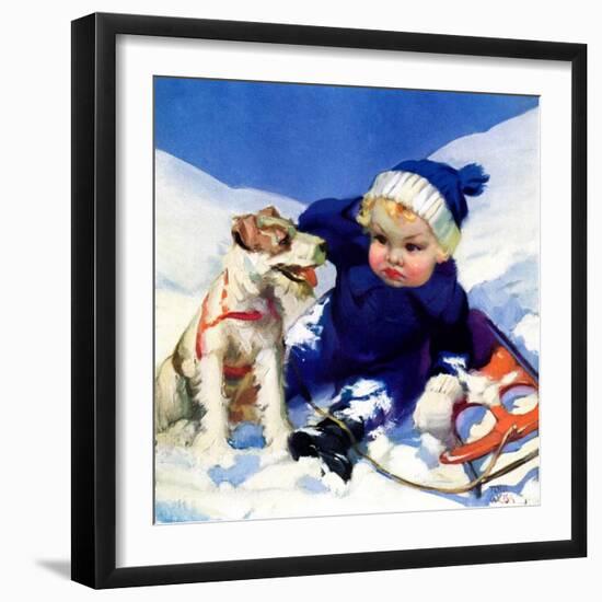 "Sledding Wipeout,"January 1, 1938-Tom Webb-Framed Giclee Print