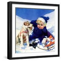 "Sledding Wipeout,"January 1, 1938-Tom Webb-Framed Giclee Print