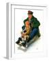 "Sledding with Grandpa,"February 8, 1930-Alan Foster-Framed Giclee Print