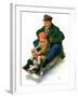 "Sledding with Grandpa,"February 8, 1930-Alan Foster-Framed Giclee Print