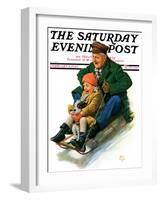 "Sledding with Grandpa," Saturday Evening Post Cover, February 8, 1930-Alan Foster-Framed Giclee Print