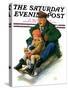 "Sledding with Grandpa," Saturday Evening Post Cover, February 8, 1930-Alan Foster-Stretched Canvas