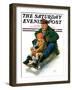 "Sledding with Grandpa," Saturday Evening Post Cover, February 8, 1930-Alan Foster-Framed Premium Giclee Print