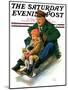 "Sledding with Grandpa," Saturday Evening Post Cover, February 8, 1930-Alan Foster-Mounted Premium Giclee Print