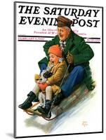 "Sledding with Grandpa," Saturday Evening Post Cover, February 8, 1930-Alan Foster-Mounted Giclee Print
