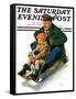 "Sledding with Grandpa," Saturday Evening Post Cover, February 8, 1930-Alan Foster-Framed Stretched Canvas