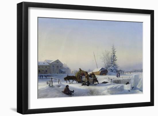 Sledge on Ice (Winter in a Former Wine Village), 1849-Leo Lagorio-Framed Giclee Print