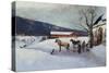 Sledge Ride from Farm Yard-Axel Hjalmar Ender-Stretched Canvas