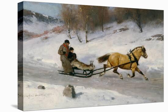 Sledge riding by Axel Hjalmar Ender-Axel Hjalmar Ender-Stretched Canvas