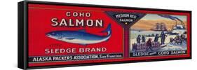 Sledge Salmon Can Label - San Francisco, CA-Lantern Press-Framed Stretched Canvas