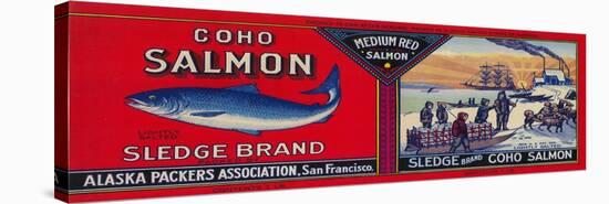 Sledge Salmon Can Label - San Francisco, CA-Lantern Press-Stretched Canvas