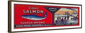 Sledge Salmon Can Label - San Francisco, CA-Lantern Press-Framed Premium Giclee Print